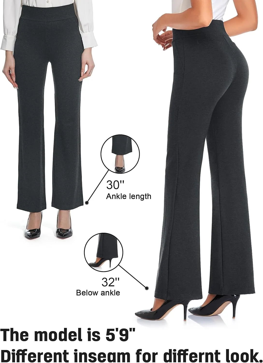 Tapata Women Dress Pants 28"/30"/32"/34" High Waist Stretchy Bootcut Pants Tall, Petite, Regular for Office Business Casual