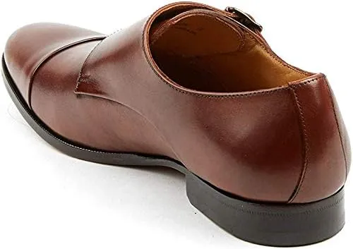 The Jack Brandy Leather Monk Casual Strap Buckle Dress Shoes