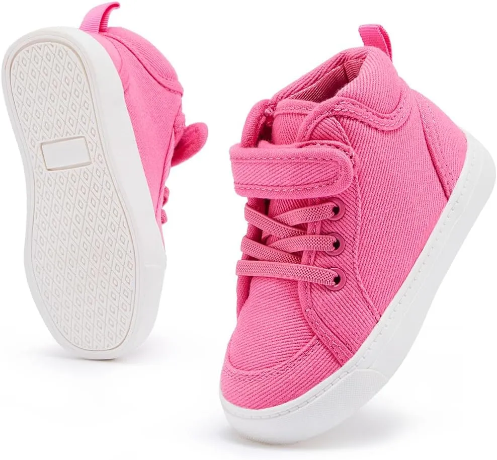 Toddler Boys Girls Walking Shoes High Top Tennis Canvas Sneakers(Infant/Toddler)
