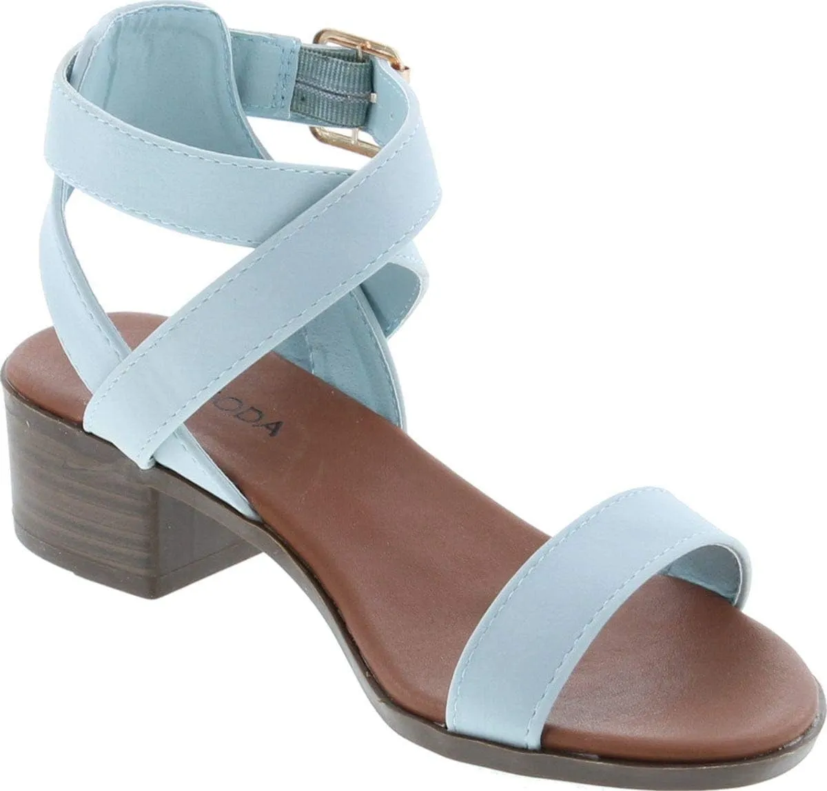 TOP Moda Vision-75 Women's Ankle Wrap Adjustable Buckle Stacked Chunky Heel Sandal