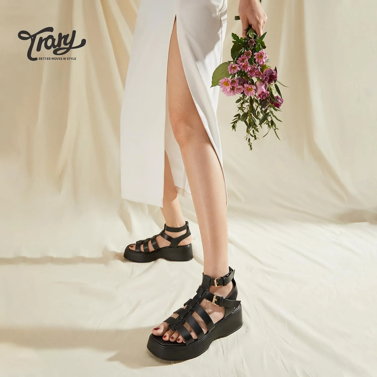 Trary Platform Sandals, Gladiator Sandals for women, Women's Platform Sandals Espadrille Wedge Lightweight