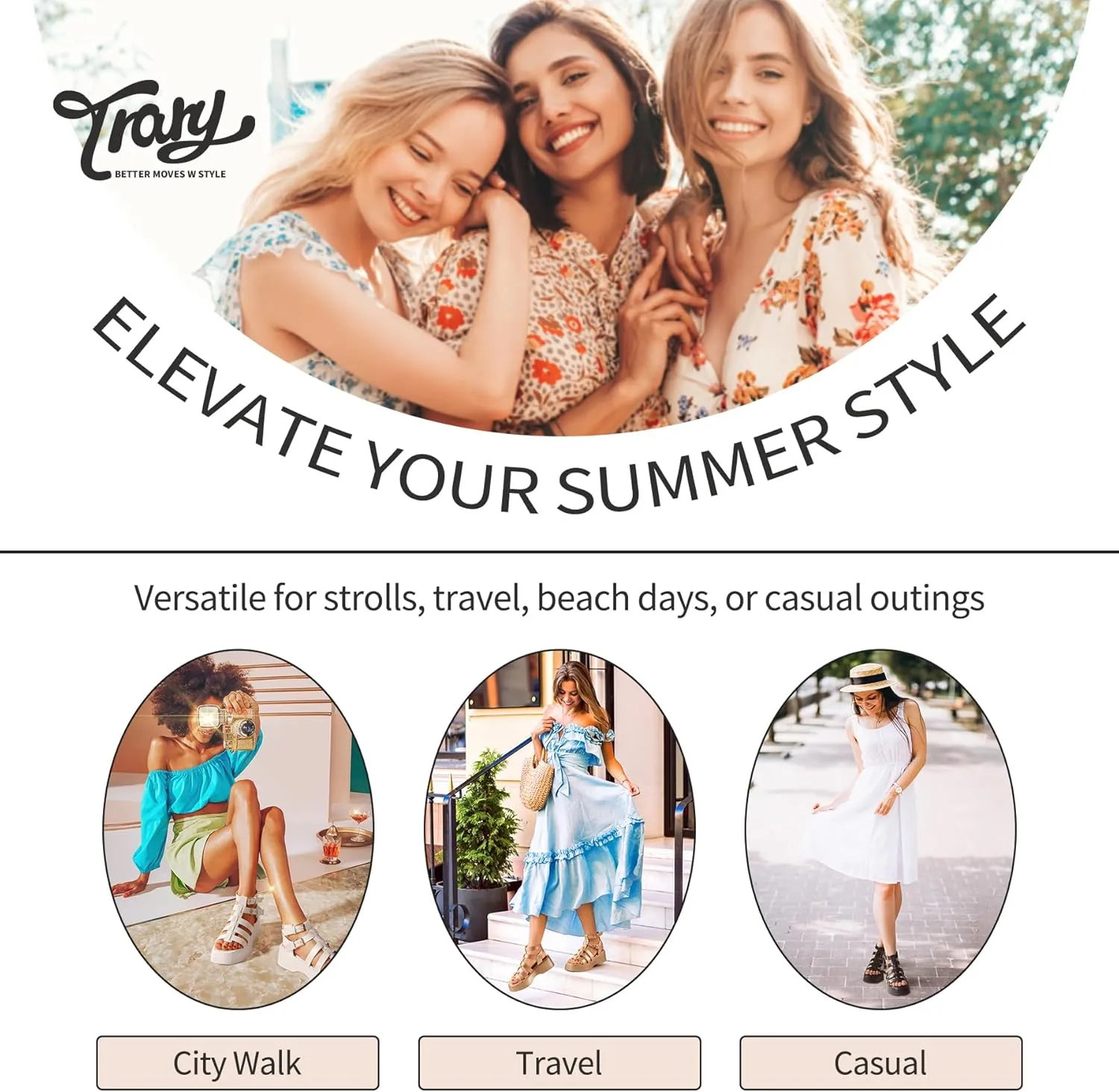 Trary Platform Sandals, Gladiator Sandals for women, Women's Platform Sandals Espadrille Wedge Lightweight