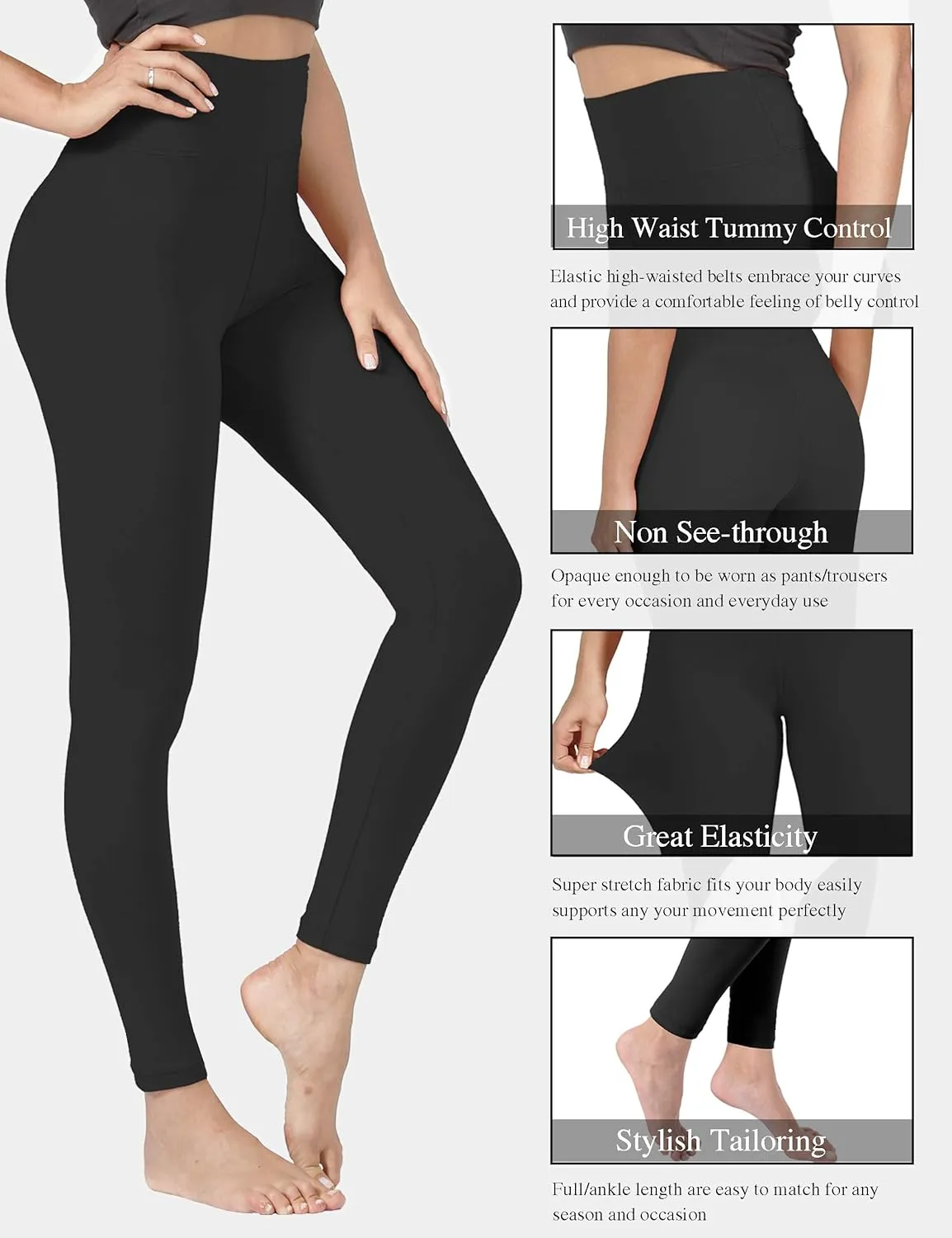 VALANDY High Waisted Leggings for Women Buttery Soft Stretchy Tummy Control Workout Yoga Running Pants One&Plus Size