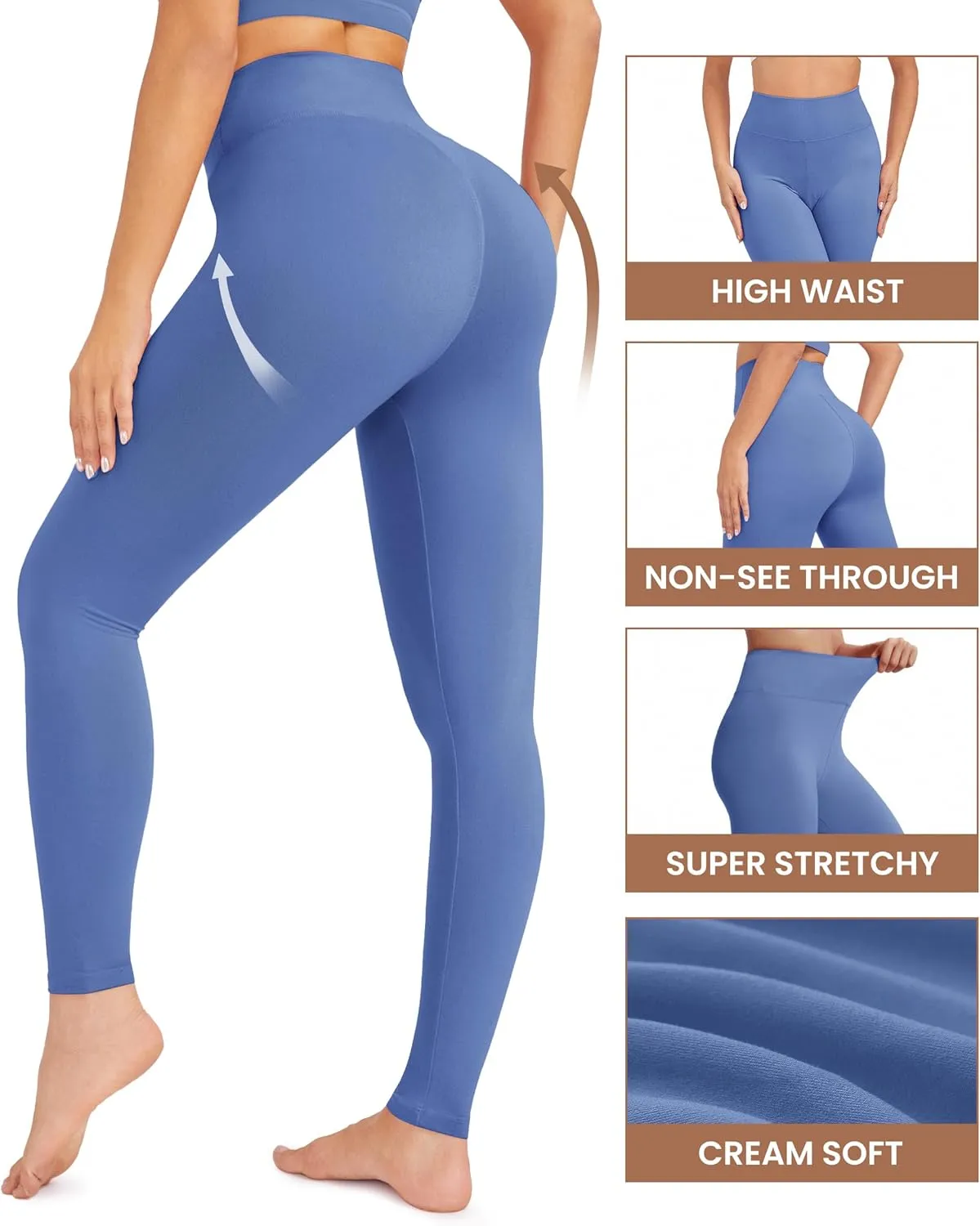 VALANDY High Waisted Leggings for Women Stretch Tummy Control Workout Running Yoga Pants Reg&Plus Size