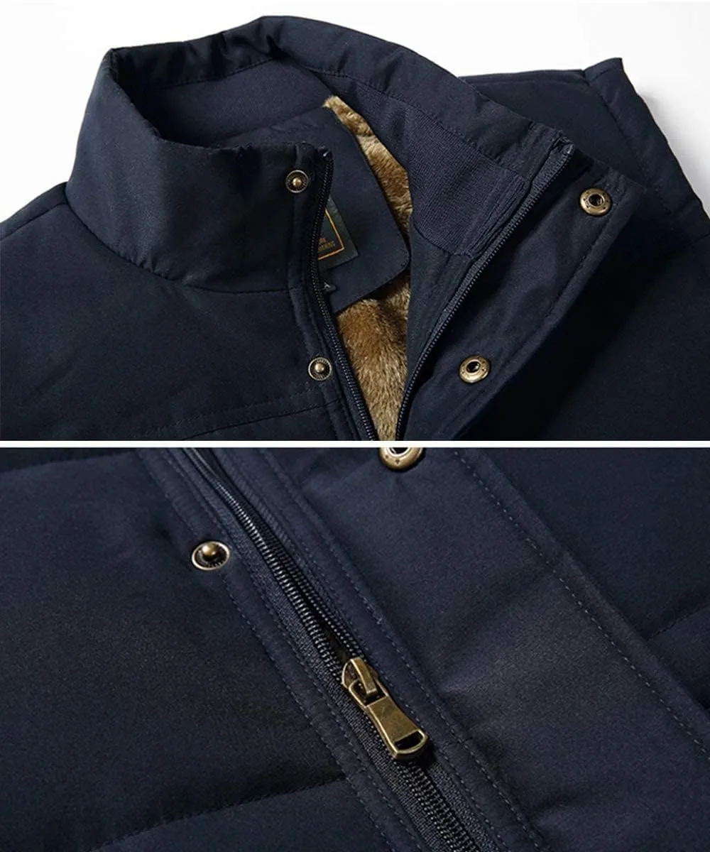 Vcansion Men's Outdoor Stand Collar Fleece Jacket Vest Casual Padded Vest Coats