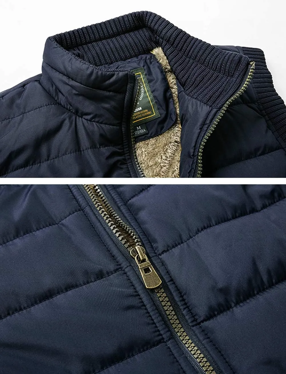 Vcansion Men's Outdoor Stand Collar Fleece Jacket Vest Casual Padded Vest Coats