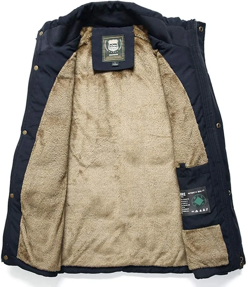 Vcansion Men's Outdoor Stand Collar Fleece Jacket Vest Casual Padded Vest Coats