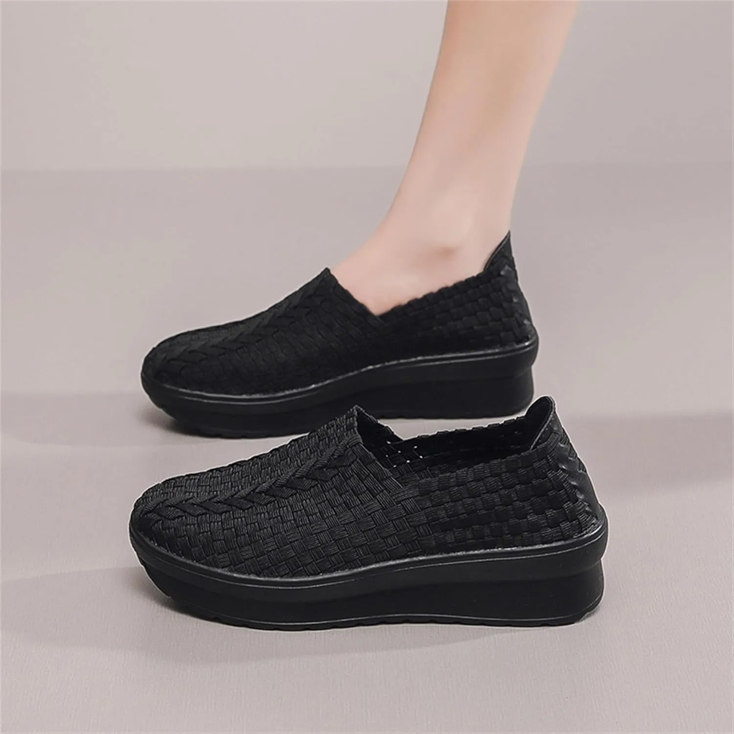 Veroders Women's Platform Wedge Closed-Toe Sandals Comfortable Walking Shoes Woven Pumps Mary Jane Shoes for School Beach