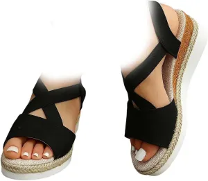 Vianys Women's Comfy Wedge Heel Sandals, Orthopedic Sandals Summer Flat Wedge Heel Fish Mouth Casual