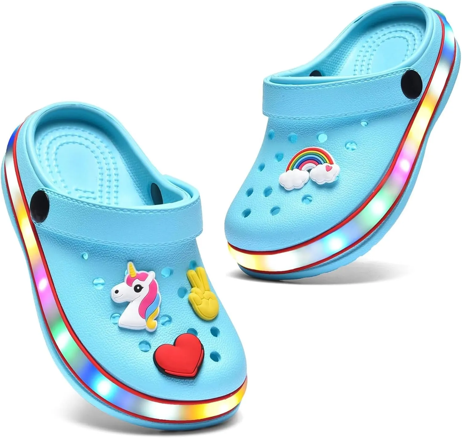 VIYEAR Toddler Light Up Sandals - Boy's & Girl's Garden & Beach Clogs - Indoor & Outdoor Slipper