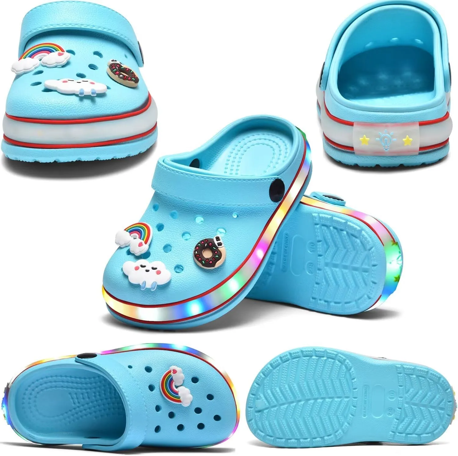VIYEAR Toddler Light Up Sandals - Boy's & Girl's Garden & Beach Clogs - Indoor & Outdoor Slipper