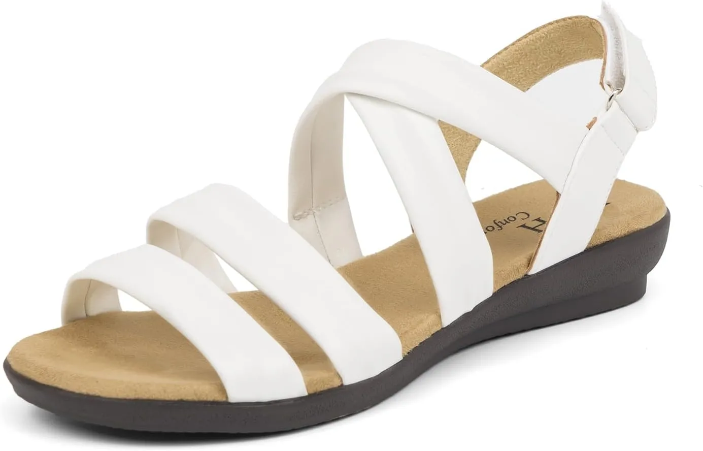 VJH confort Women’s Flat Sandals, Soft Straps Slip-on Open Toe Light Weight Elastic Slingback Comfort Casual Walking Sandals