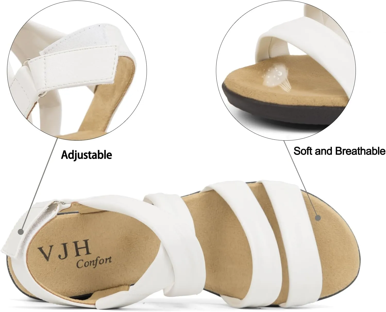 VJH confort Women’s Flat Sandals, Soft Straps Slip-on Open Toe Light Weight Elastic Slingback Comfort Casual Walking Sandals