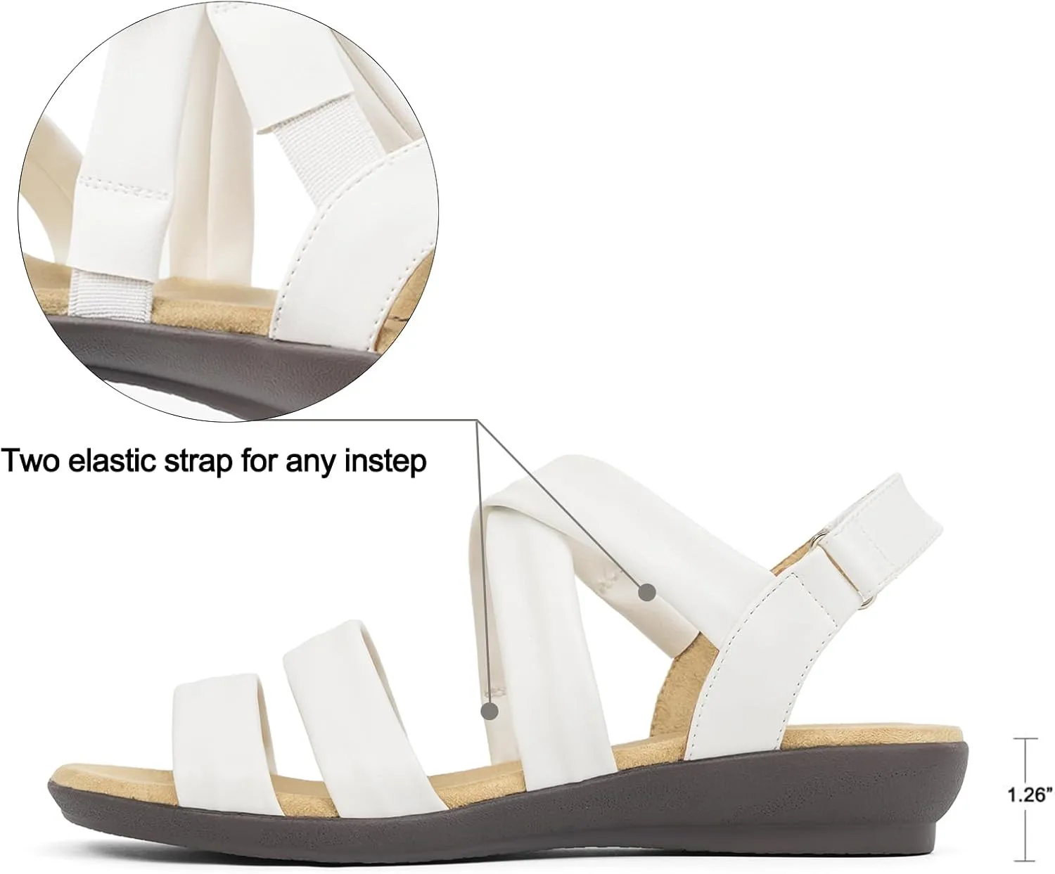 VJH confort Women’s Flat Sandals, Soft Straps Slip-on Open Toe Light Weight Elastic Slingback Comfort Casual Walking Sandals