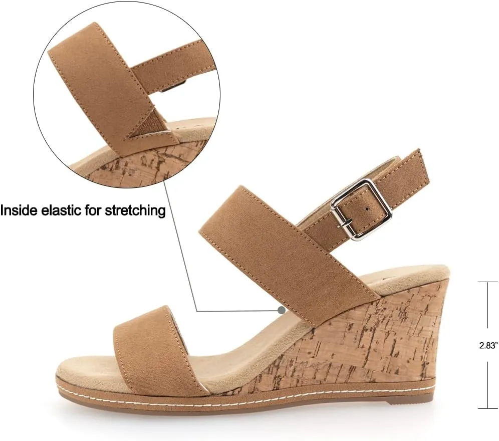 VJH confort Women's Wedge Sandals Buckle Straps Cork Platform Comfort Slingback Dress Open Toe Sandals