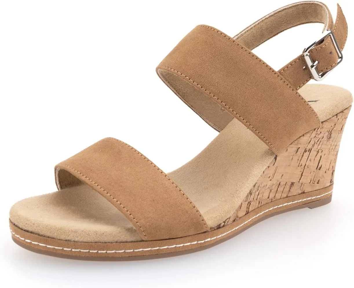 VJH confort Women's Wedge Sandals Buckle Straps Cork Platform Comfort Slingback Dress Open Toe Sandals