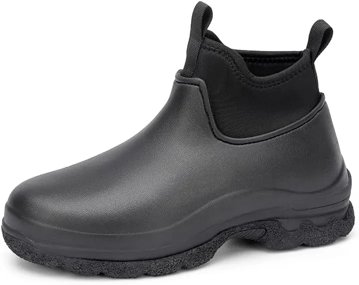 Waterproof Chef Work Boots, High-Top Kitchen Shoes, Non-Slip Sole, Black
