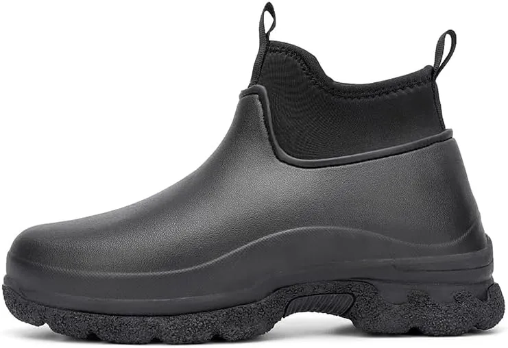 Waterproof Chef Work Boots, High-Top Kitchen Shoes, Non-Slip Sole, Black