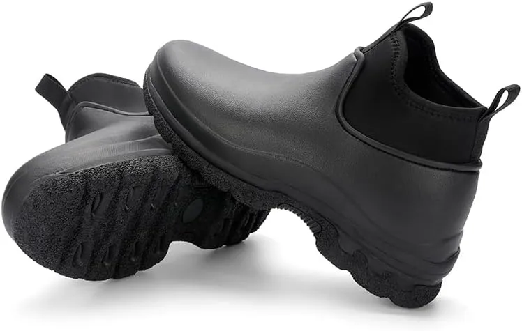 Waterproof Chef Work Boots, High-Top Kitchen Shoes, Non-Slip Sole, Black