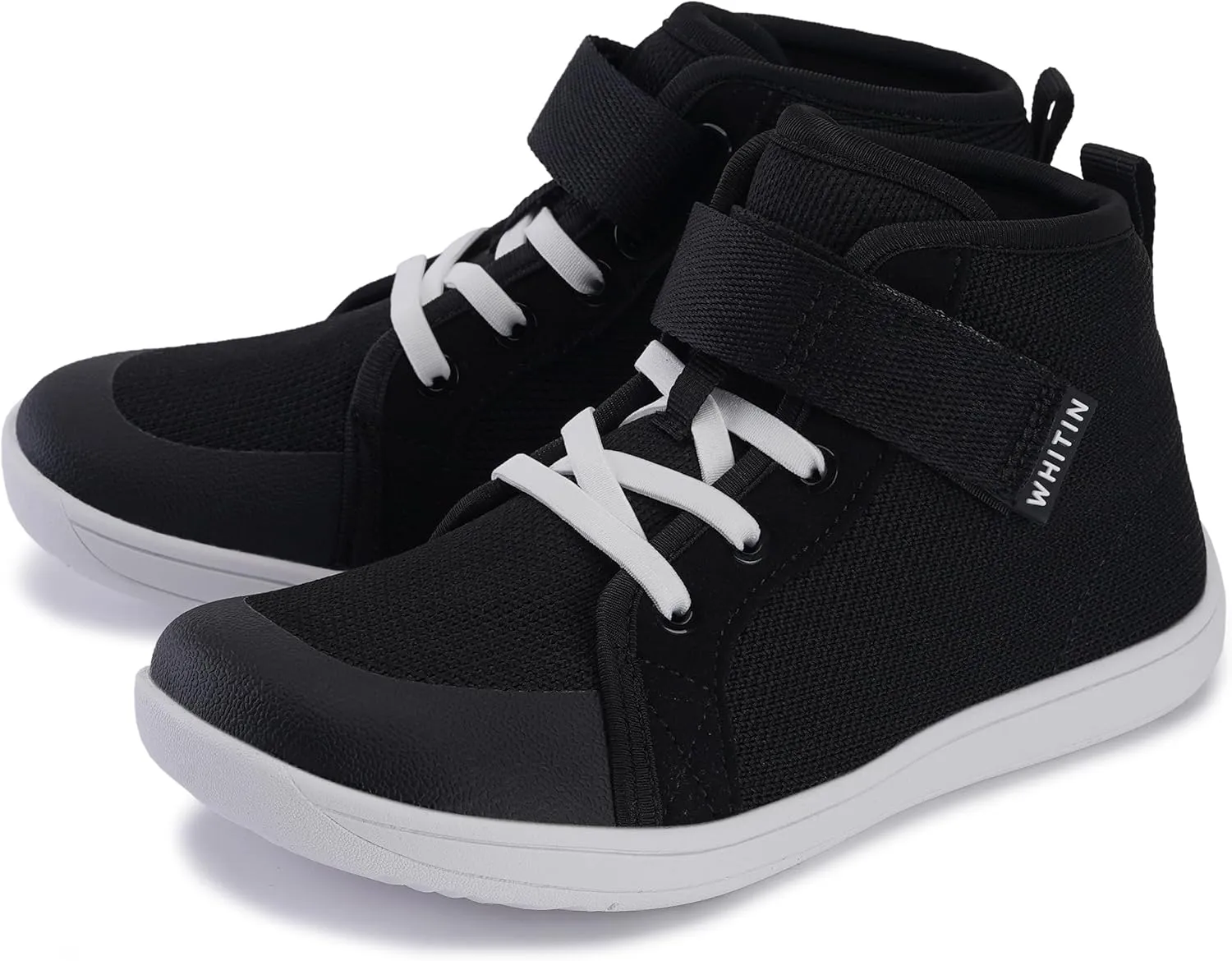 WHITIN Kids/Toddler Wide Barefoot Shoes | Girls/Boys Classic High Top Sneakers | Wide Foot Freedom | Natural Growth