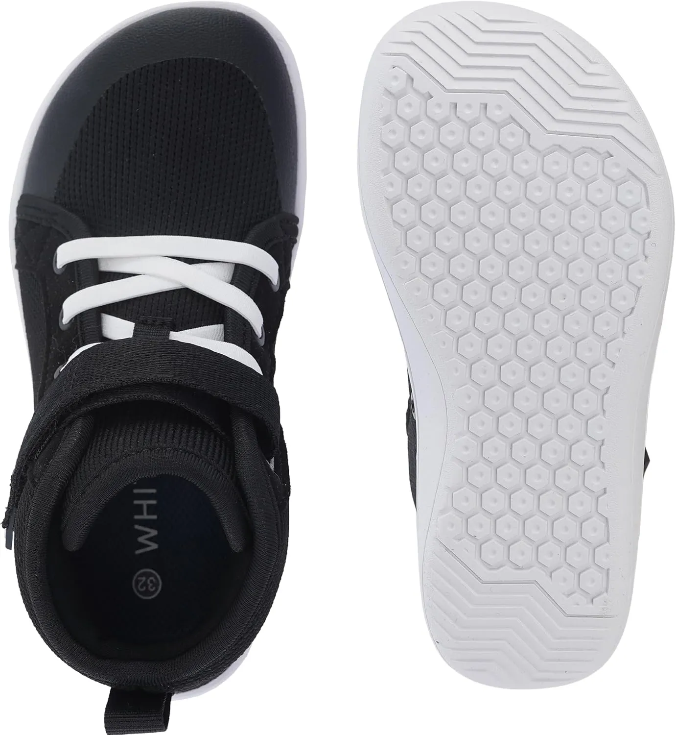 WHITIN Kids/Toddler Wide Barefoot Shoes | Girls/Boys Classic High Top Sneakers | Wide Foot Freedom | Natural Growth