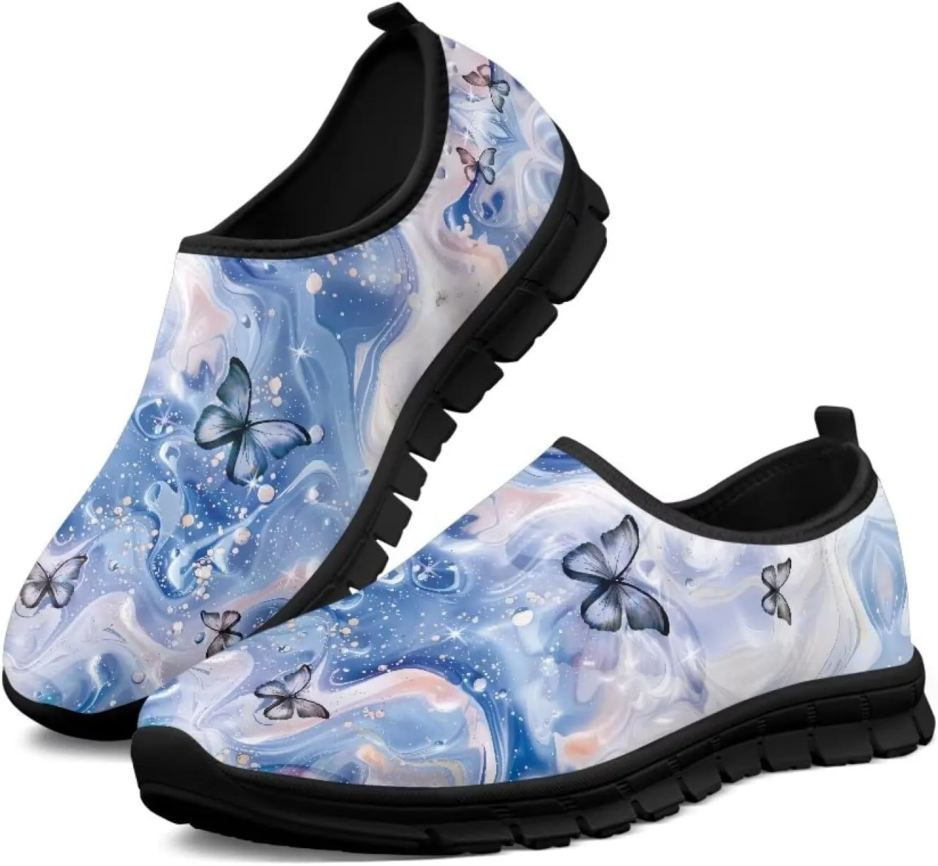 Women Sports Air Running Sneakers Lightweight Slide-in Casual Walking Shoes（Black Sole）