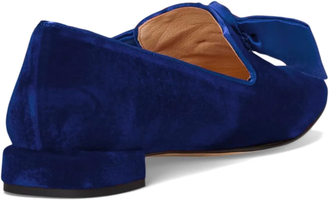 Women Velvet Bow Flats Closed Square Toe Slip On Flat Penny Loafers Comfort Bow-Knot Ballet Flats Office Ladies Work Flat Heel Dress Shoes Fashion Casual Club Driver Flats Fall 4-11 M US