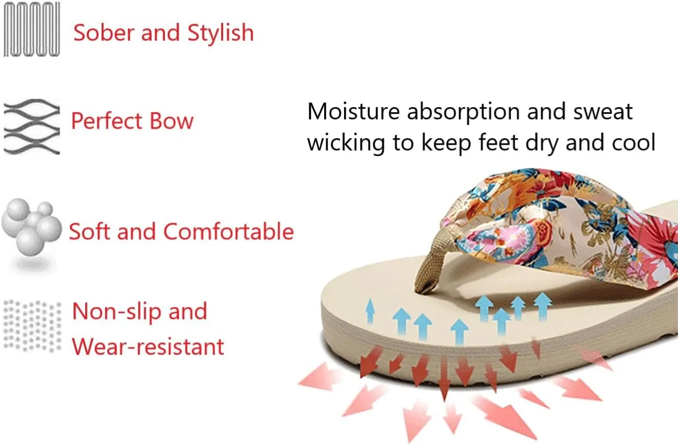 Women's Arch Support Flip Flops Comfort Yoga Flops Thick Bottom Cushioned Padded Sandals Beach Pool Flip Flops Sandals
