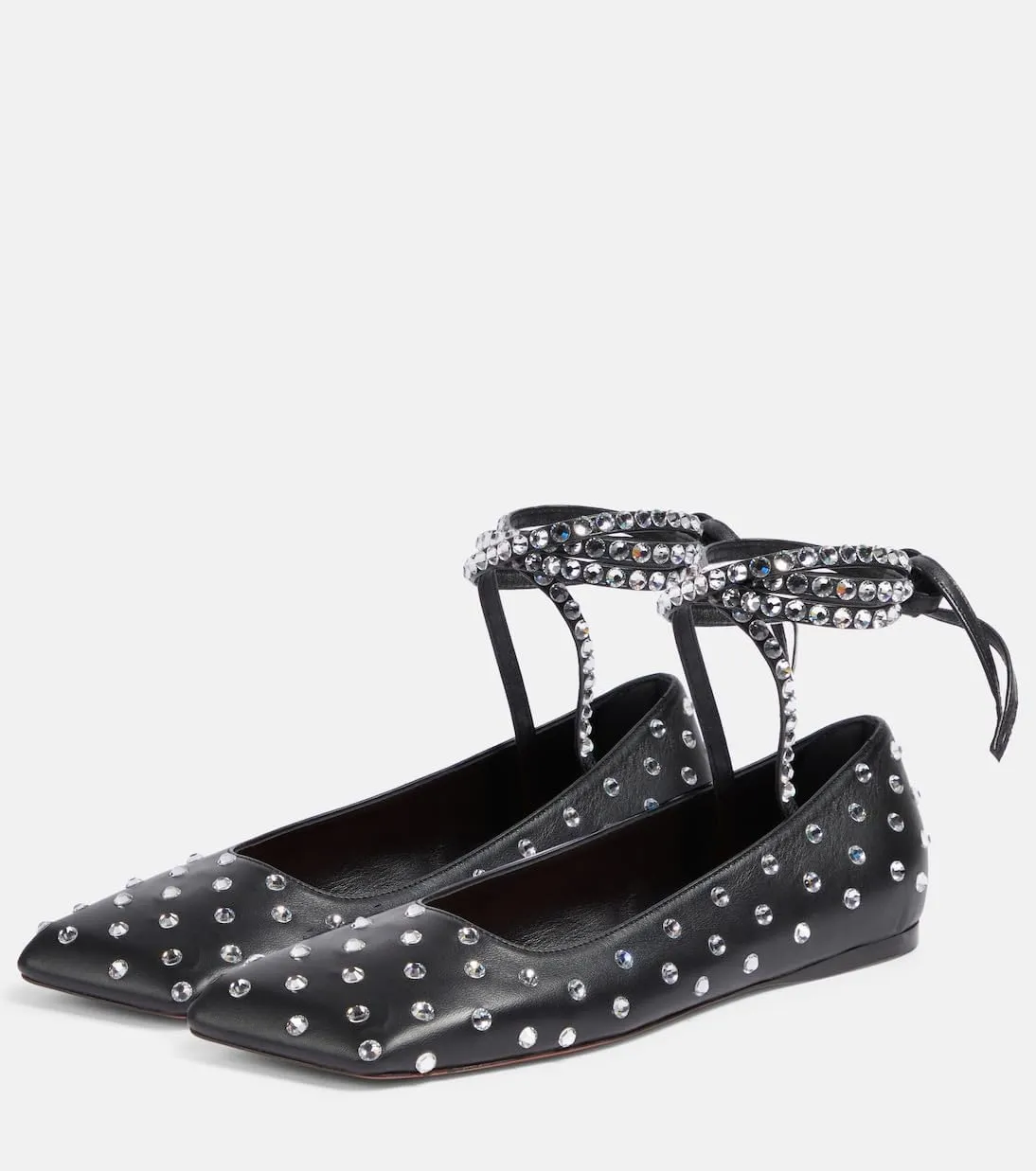 Women's Ballet Flats Ankle Strap Ballerina Flats Rhinestone Lace Up Square Toe Gliter Loafers Dressy Casual Flats for Wedding Party