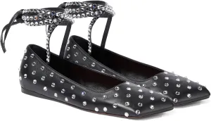 Women's Ballet Flats Ankle Strap Ballerina Flats Rhinestone Lace Up Square Toe Gliter Loafers Dressy Casual Flats for Wedding Party