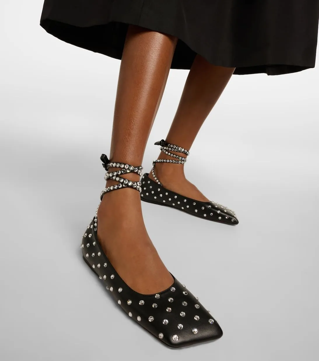 Women's Ballet Flats Ankle Strap Ballerina Flats Rhinestone Lace Up Square Toe Gliter Loafers Dressy Casual Flats for Wedding Party