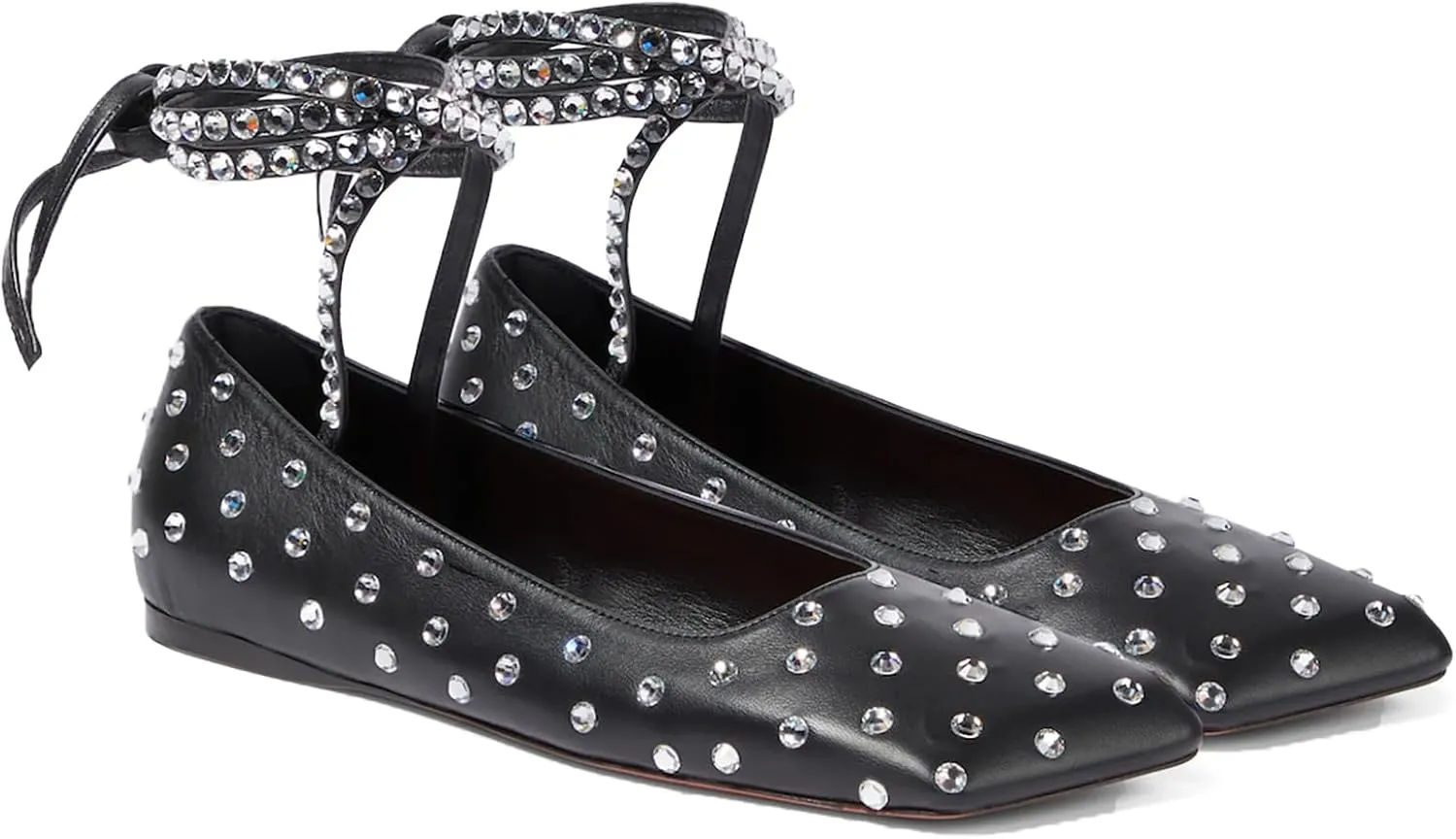 Women's Ballet Flats Ankle Strap Ballerina Flats Rhinestone Lace Up Square Toe Gliter Loafers Dressy Casual Flats for Wedding Party