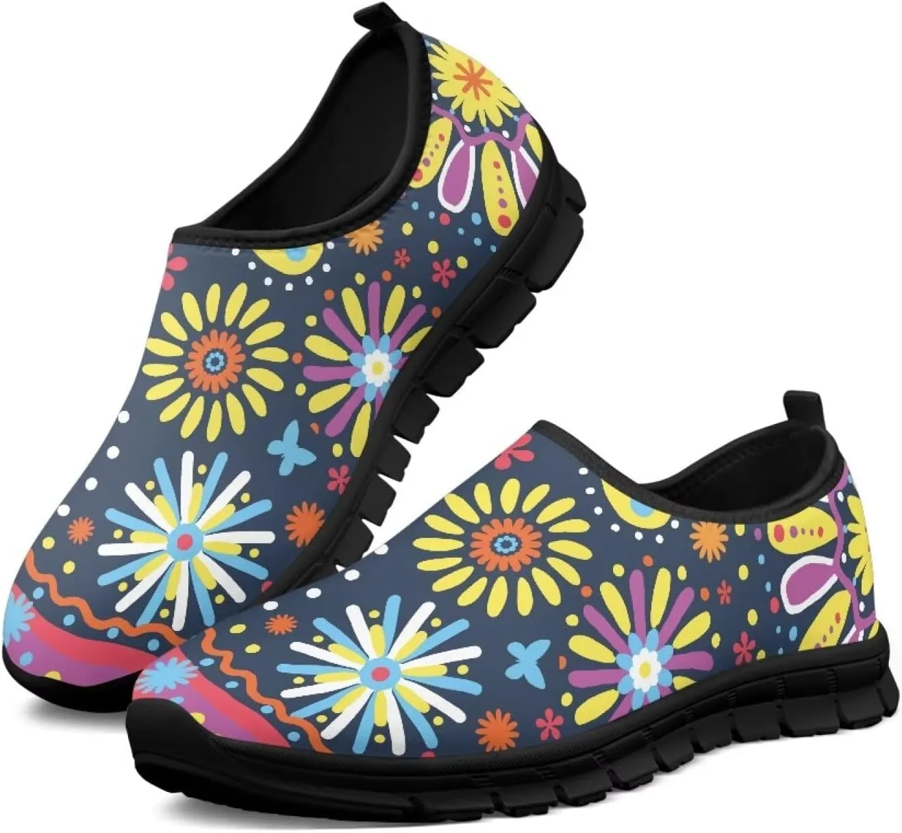 Women’s Canvas Shoes Low Top Fashion Sneakers Slip on Walking Shoe（Black Sole）