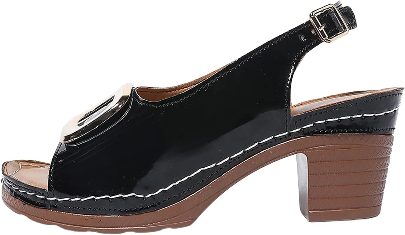 Women's Casual Thick Heel Fish Mouth Thick Sole Women's Slippers Fashionable Open Toe Tan Sandals for Women Low