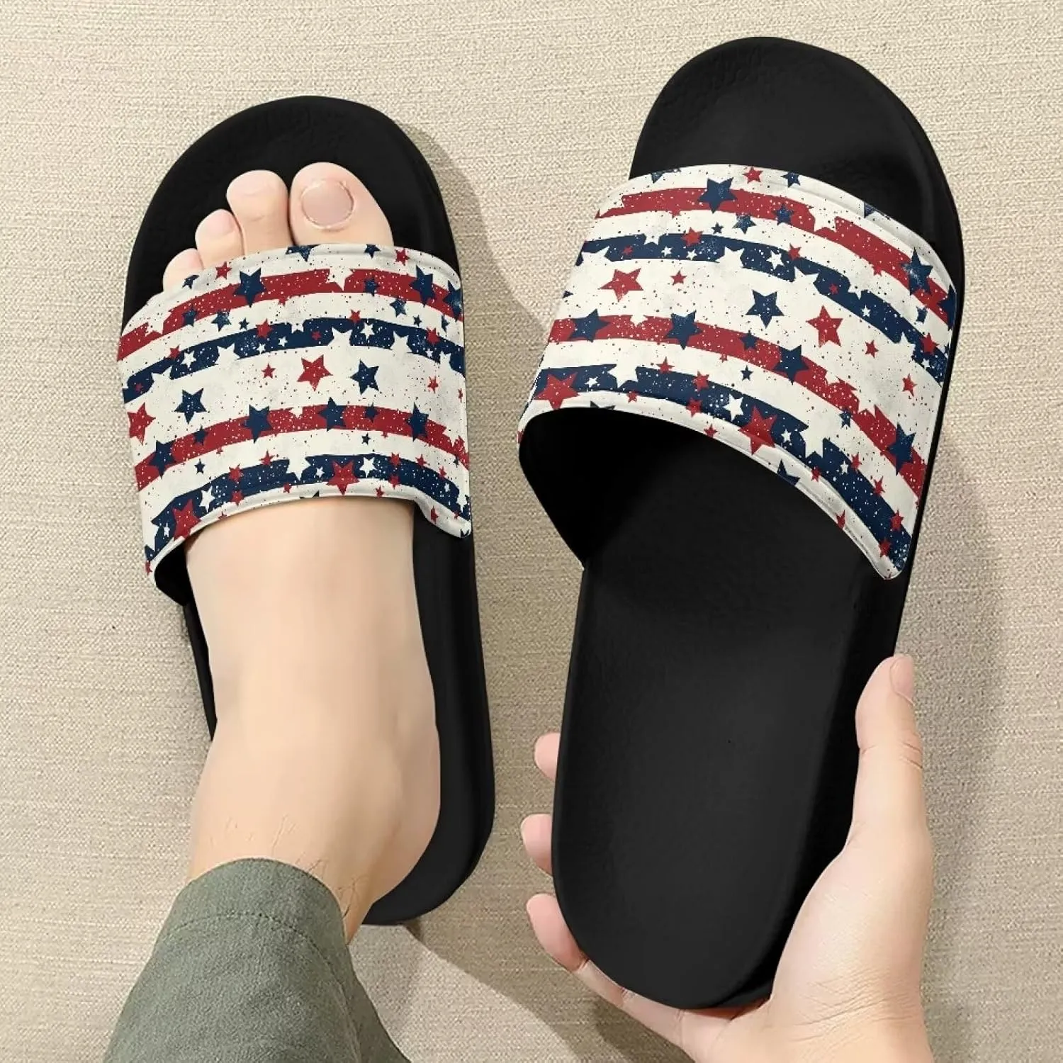 Women's Flat Sandals Comfortable Slip On Leather Slide Sandals, Women's Slide Sandals Size 6-13.5