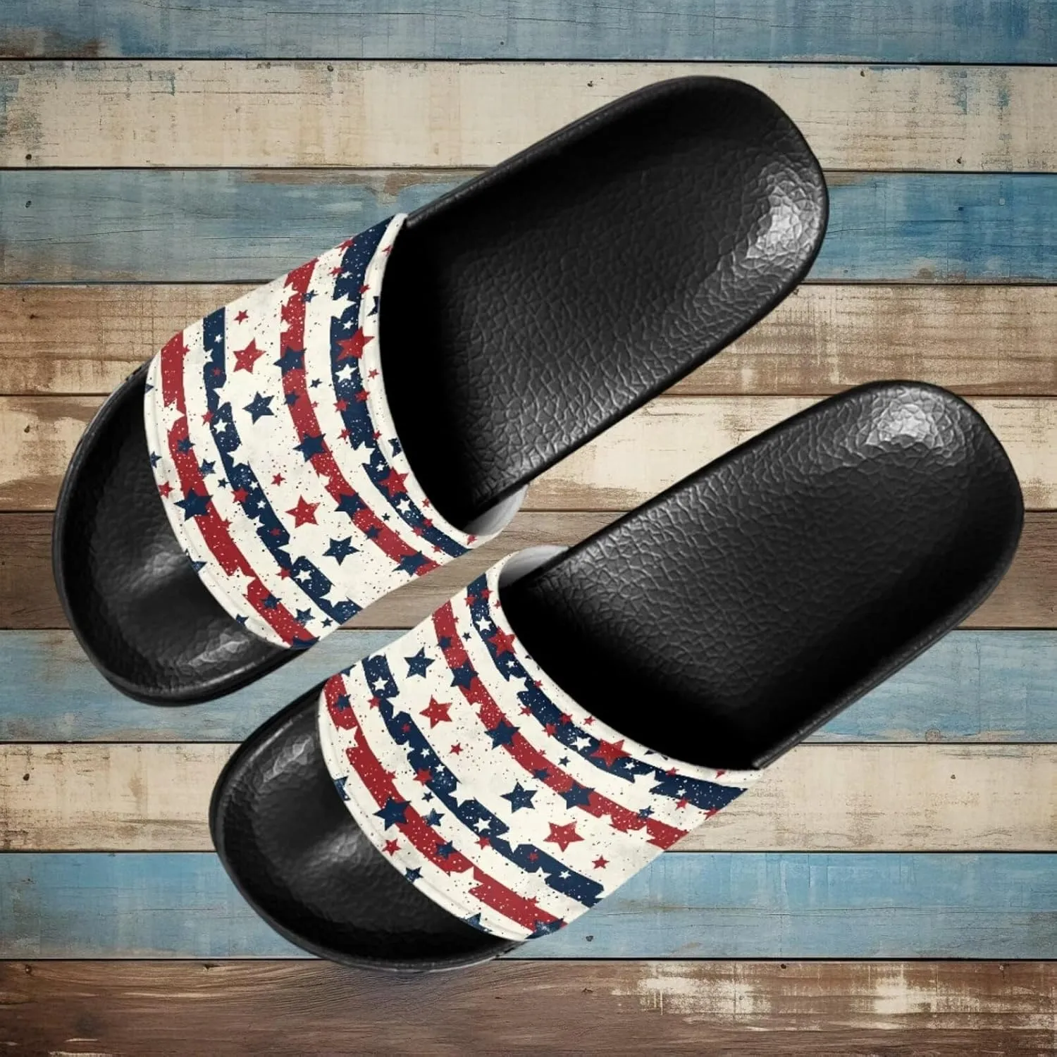 Women's Flat Sandals Comfortable Slip On Leather Slide Sandals, Women's Slide Sandals Size 6-13.5