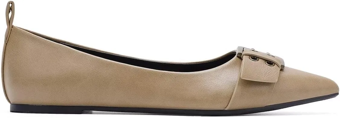 Womens Flat Shoes Pointed Toe Flats Slip-On Shoes Buckle Design Flats Comfortable Casual Dressy Shoes