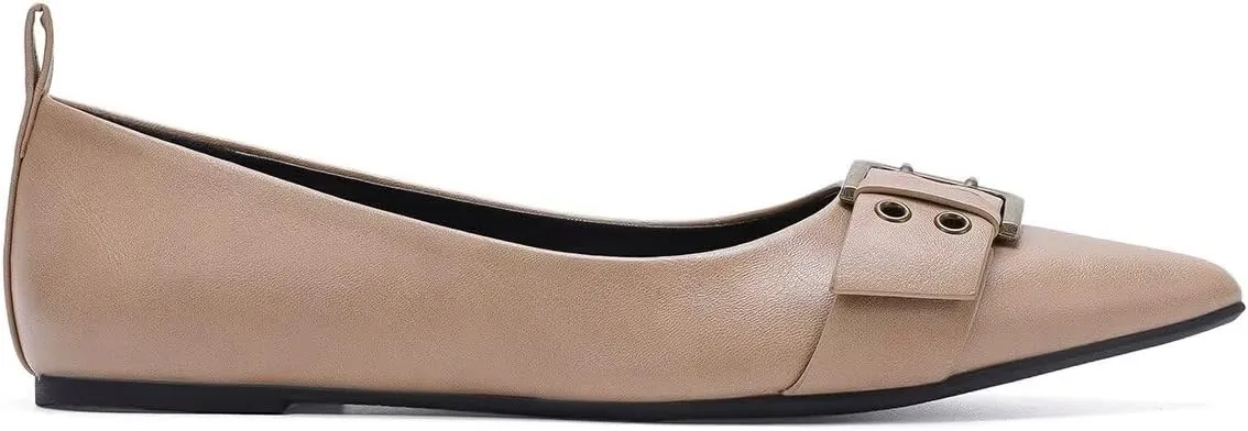 Womens Flat Shoes Pointed Toe Flats Slip-On Shoes Buckle Design Flats Comfortable Casual Dressy Shoes