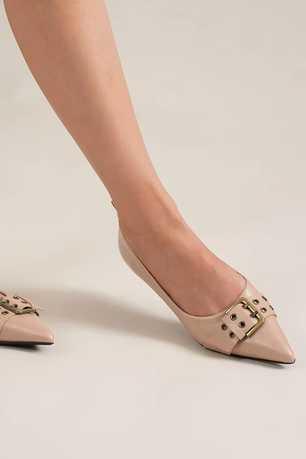 Womens Flat Shoes Pointed Toe Flats Slip-On Shoes Buckle Design Flats Comfortable Casual Dressy Shoes