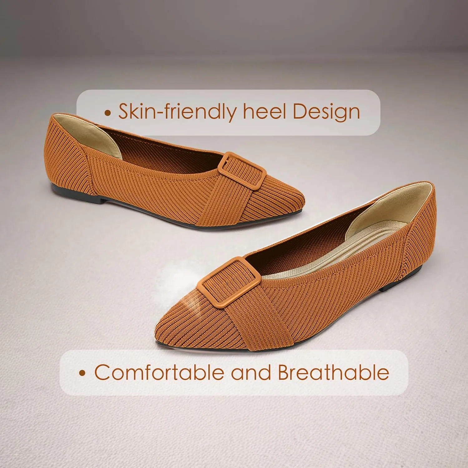 Women's Flats Pointed Toe Knit Ballet Comfortable Casual Dressy Office Shoes Work Flat