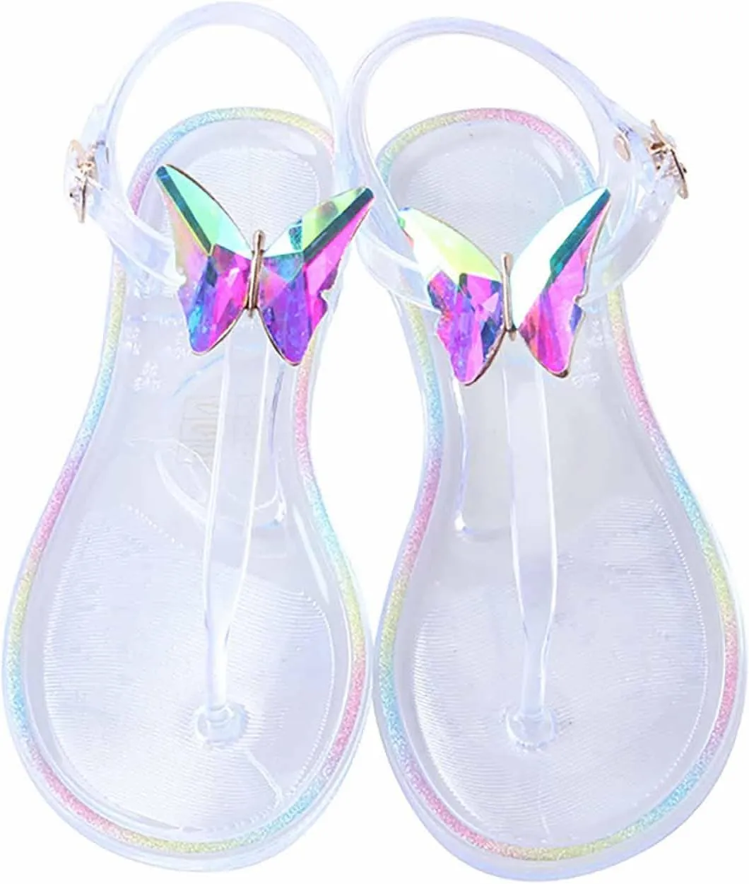 Womens Flip Flops Stunner Womens Casual Light Up Flip Flops T-strap Jelly Sandals Summer Flat Beach Rain Shoes