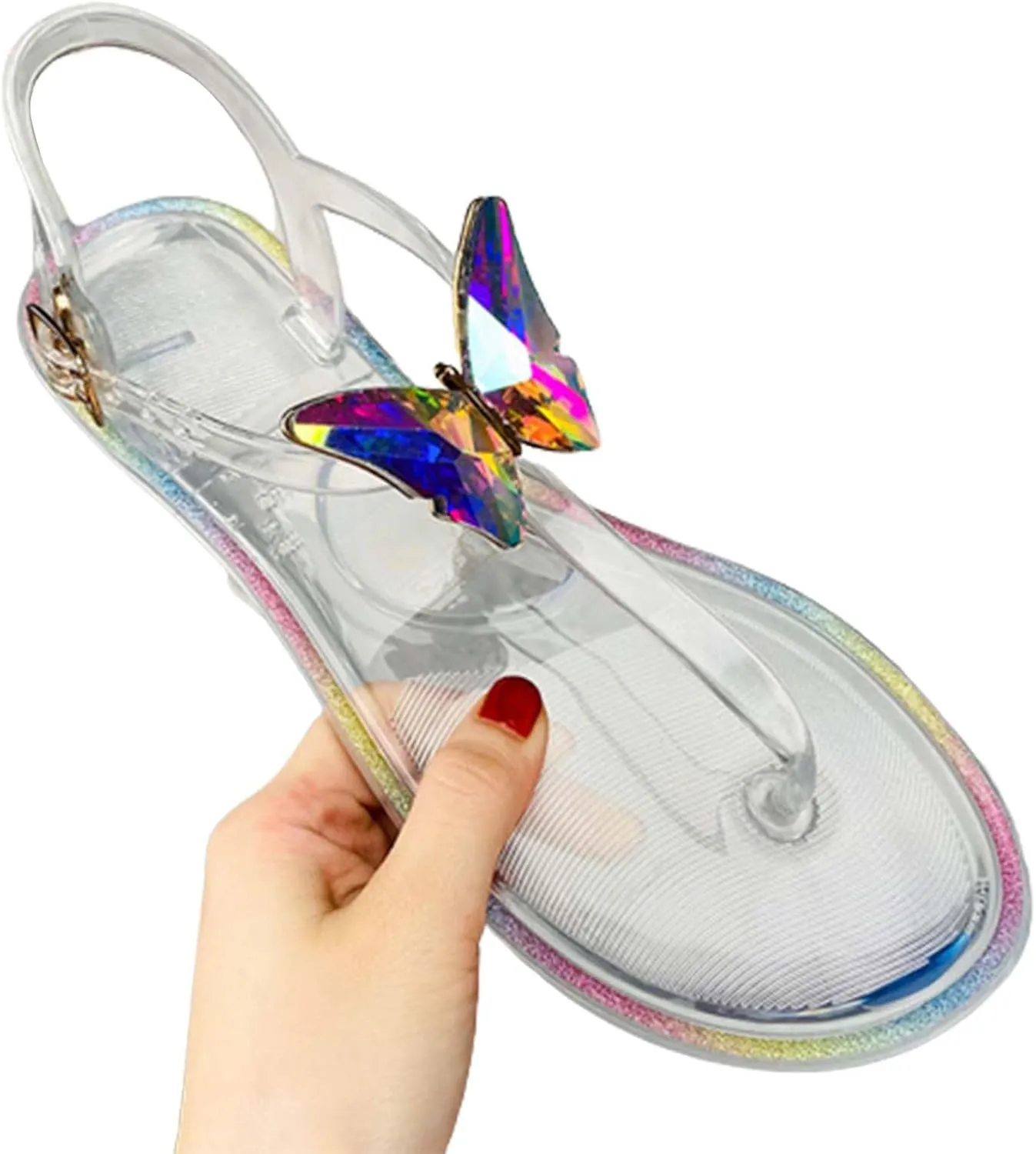 Womens Flip Flops Stunner Womens Casual Light Up Flip Flops T-strap Jelly Sandals Summer Flat Beach Rain Shoes