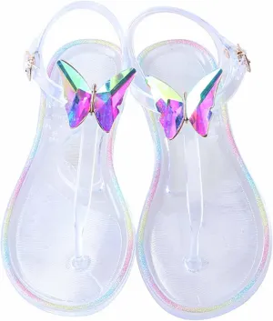 Womens Flip Flops Stunner Womens Casual Light Up Flip Flops T-strap Jelly Sandals Summer Flat Beach Rain Shoes