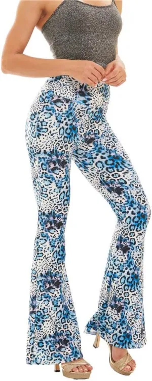 Women's High Waisted Flare Palazzo Wide Leg Lounge Pants Stretchy Bell Bottom Flare Long Pants Printed and Soft