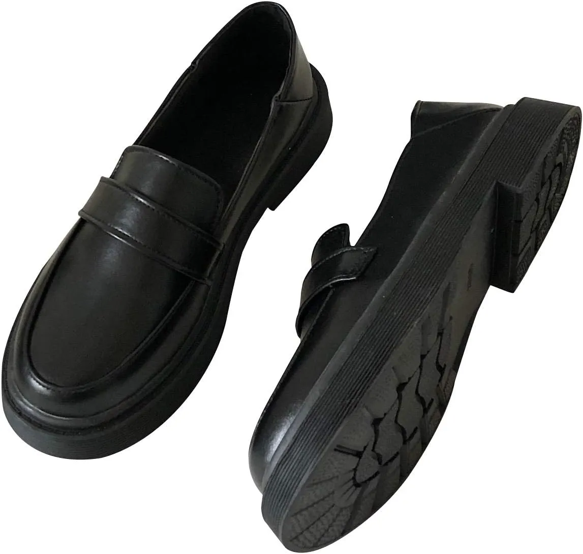 Women's JK Uniform Dress Shoes Slip on Oxford Shoes Classic Penny Loafers Anime Cosplay Use