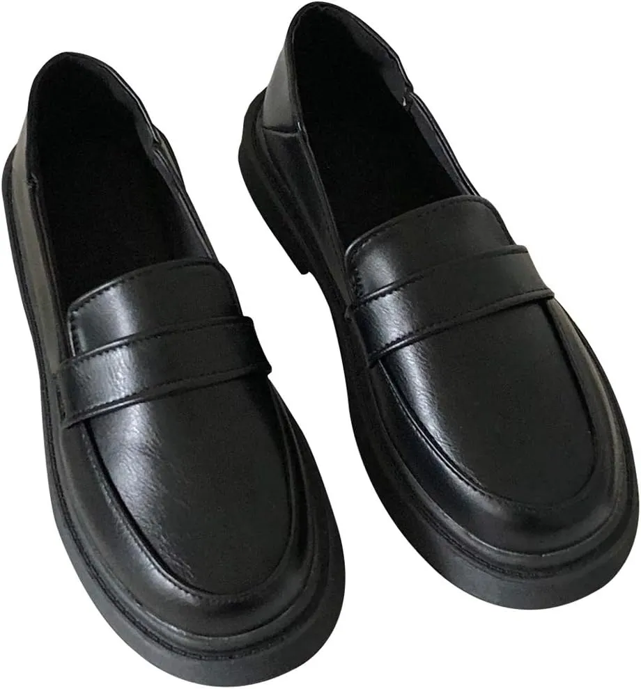 Women's JK Uniform Dress Shoes Slip on Oxford Shoes Classic Penny Loafers Anime Cosplay Use