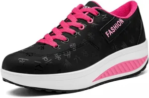 Women's Low Top Casual Walking Platform Wedge Sneakers Stylish Lightweight Sport Shoes Slip on Fashion Comfortable Running Shoes