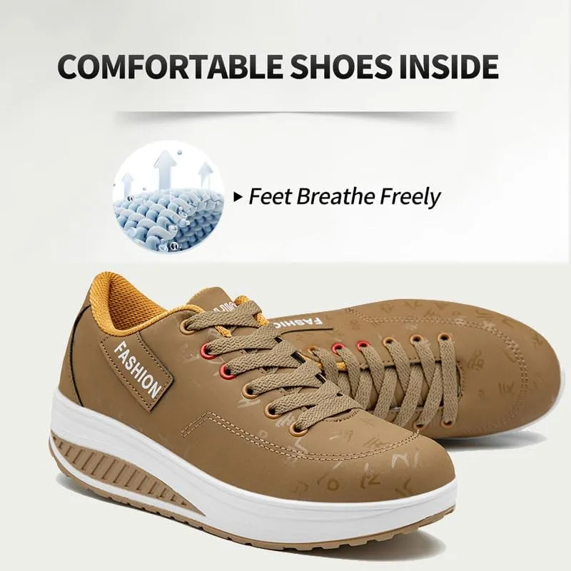Women's Low Top Casual Walking Platform Wedge Sneakers Stylish Lightweight Sport Shoes Slip on Fashion Comfortable Running Shoes