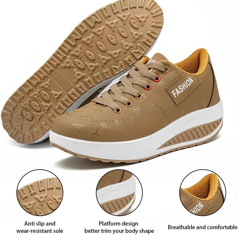 Women's Low Top Casual Walking Platform Wedge Sneakers Stylish Lightweight Sport Shoes Slip on Fashion Comfortable Running Shoes