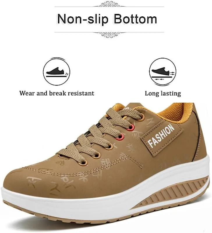 Women's Low Top Casual Walking Platform Wedge Sneakers Stylish Lightweight Sport Shoes Slip on Fashion Comfortable Running Shoes